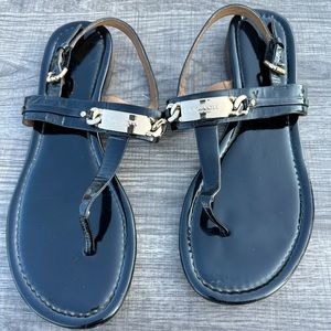 Coach Black Paten leather sandals size 10 preowned